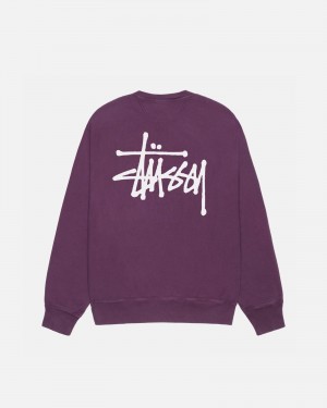 Stussy Basic Crew Pigment Dyed Puserot Violetit | 71538-XMNI