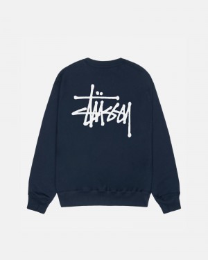 Stussy Basic Stüssy Crew Puserot Laivastonsininen | 79038-TQWH