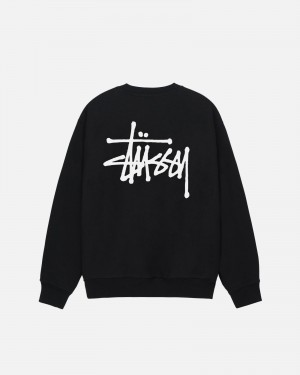 Stussy Basic Stüssy Crew Puserot Mustat | 49185-LMQD