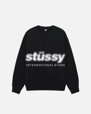 Stussy Blur Crew Puserot Mustat | 10452-QJEZ