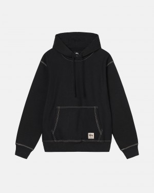 Stussy Contrast Stitch Label Huppari Mustat | 17465-HJND