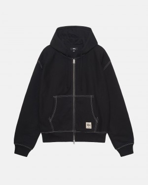 Stussy Double Face Label Zip Huppari Mustat | 94138-CWFR