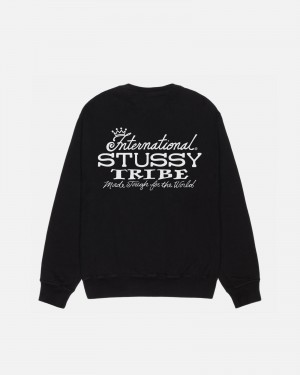 Stussy Ist Crew Pigment Dyed Puserot Mustat | 18079-PIRV