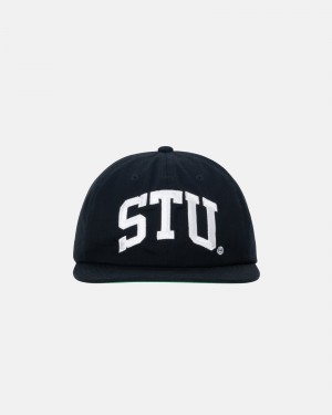 Stussy Mid-Depth Stu Arch Strapback Hatut Mustat | 21084-NREV