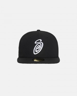 Stussy New Era 59fifty Curly S Hatut Mustat | 52603-GTIM