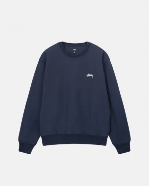 Stussy Stock Logo Crew Puserot Laivastonsininen | 06247-UNRZ