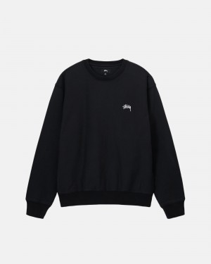 Stussy Stock Logo Crew Puserot Mustat | 42189-PDQE