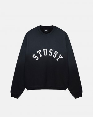 Stussy Sun Faded Oversized Crew Puserot Mustat | 49037-YCQB