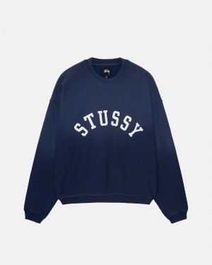 Stussy Sun Faded Oversized Crew Puserot Laivastonsininen | 23847-NPFI