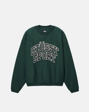 Stussy Urheilu Relaxed Oversized Crew Puserot Syvä Vihreä | 04938-YCEN