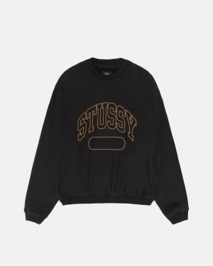 Stussy Varsity Oversized Crew Puserot Mustat | 24913-JTZI