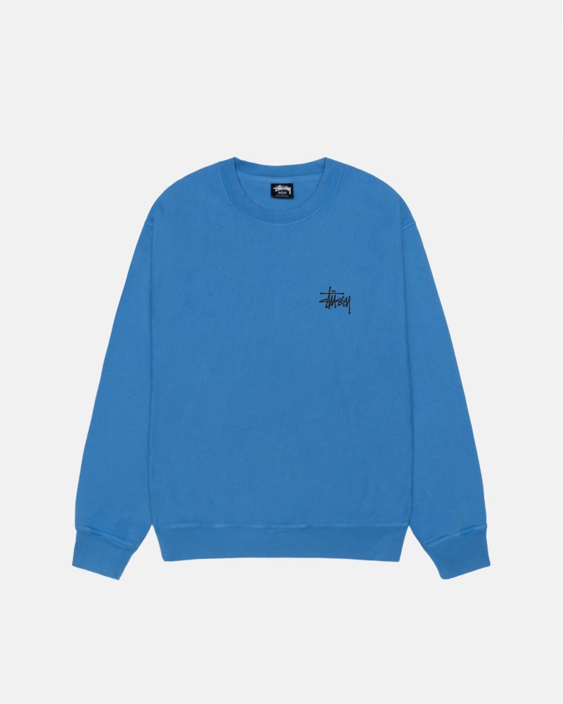 Stussy Basic Crew Pigment Dyed Puserot Sininen | 47326-GVPN