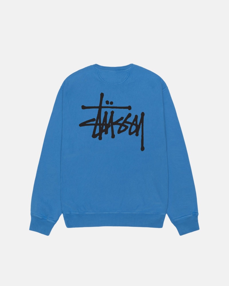 Stussy Basic Crew Pigment Dyed Puserot Sininen | 47326-GVPN