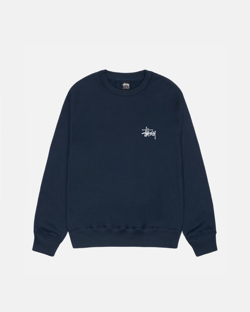 Stussy Basic Stüssy Crew Puserot Laivastonsininen | 79038-TQWH