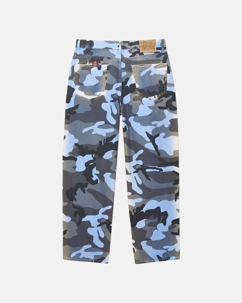 Stussy Big Ol' Spray Dye Canvas Farkut Sininen Camo | 37296-MQHJ