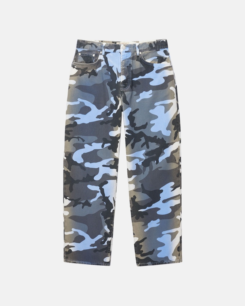 Stussy Big Ol\' Spray Dye Canvas Farkut Sininen Camo | 37296-MQHJ