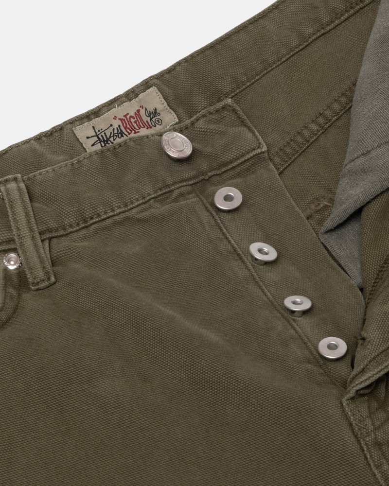 Stussy Big Ol' Washed Canvas Farkut Oliivinvihreä | 97084-UEVK