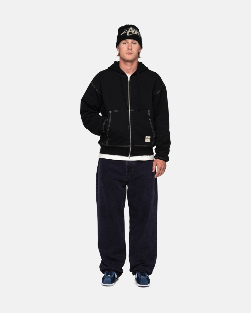 Stussy Double Face Label Zip Huppari Mustat | 94138-CWFR