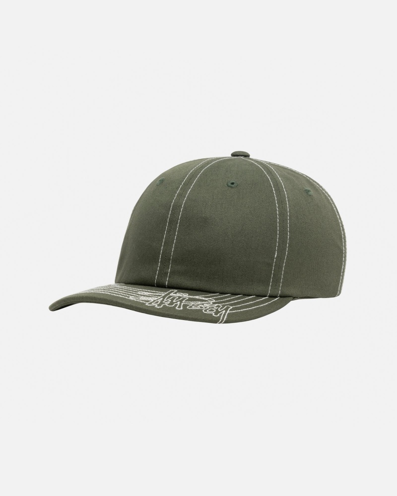 Stussy Low Pro Basic Stitch Strapback Hatut Oliivinvihreä | 02615-YLBE