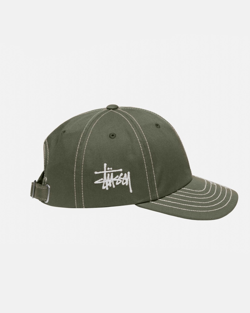 Stussy Low Pro Basic Stitch Strapback Hatut Oliivinvihreä | 02615-YLBE