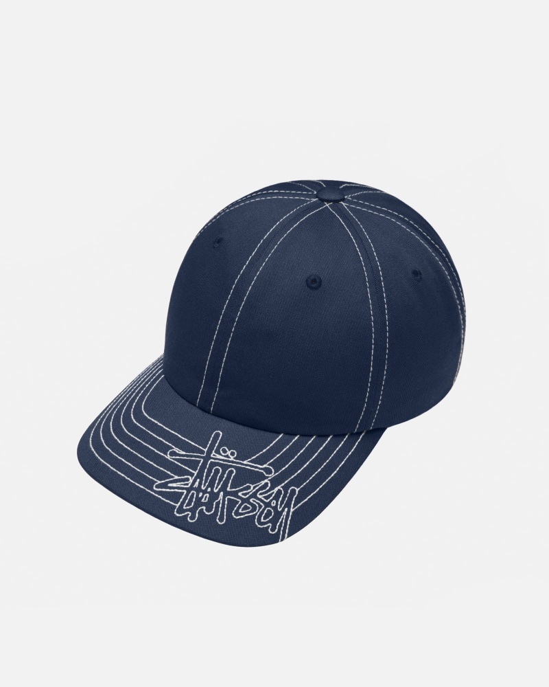 Stussy Low Pro Basic Stitch Strapback Hatut Laivastonsininen | 97301-QUSI