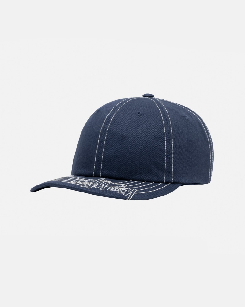 Stussy Low Pro Basic Stitch Strapback Hatut Laivastonsininen | 97301-QUSI