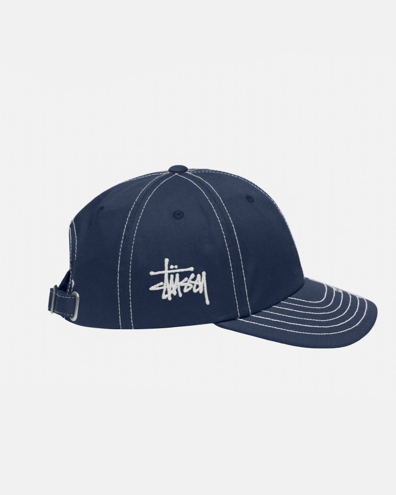 Stussy Low Pro Basic Stitch Strapback Hatut Laivastonsininen | 97301-QUSI