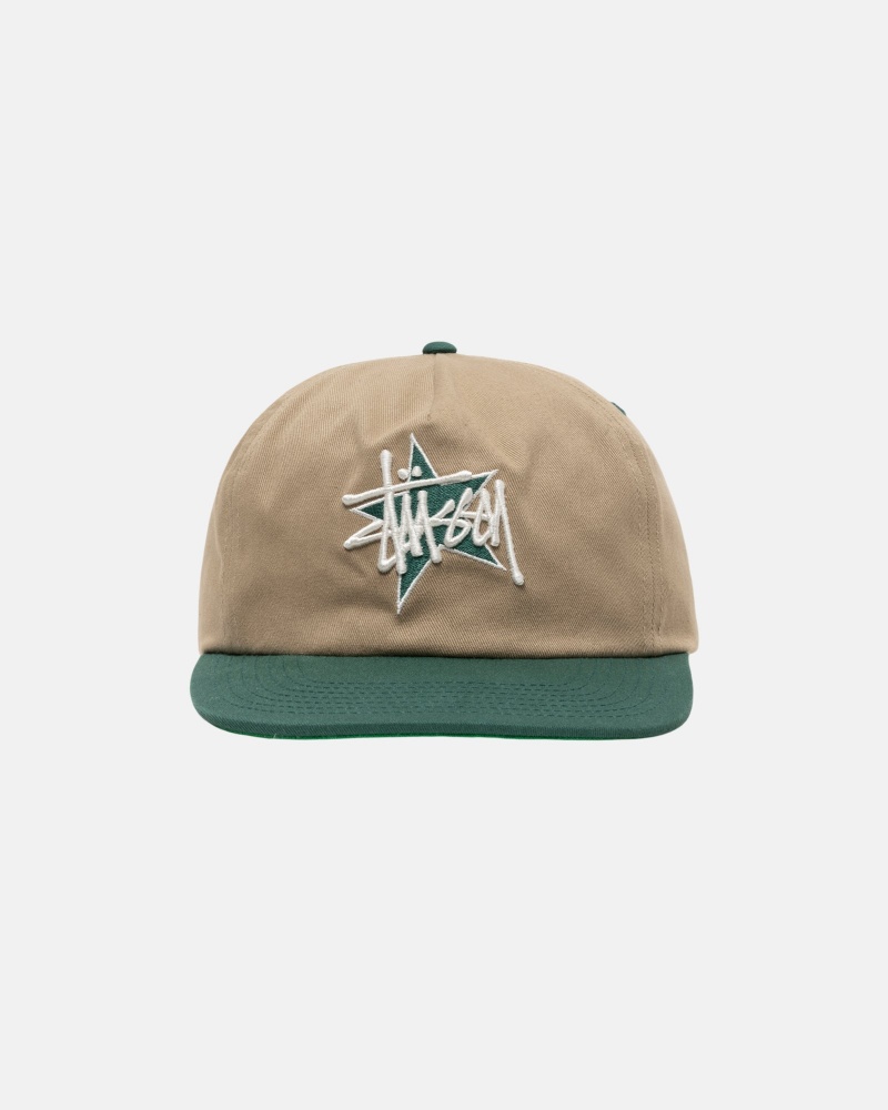 Stussy Mid-Depth Basic Star Strapback Hatut Khaki | 39807-WOBI