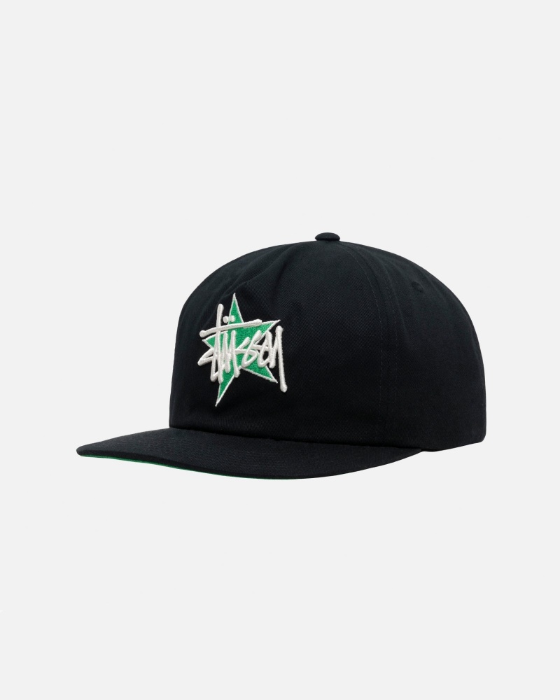 Stussy Mid-Depth Basic Star Strapback Hatut Mustat | 34879-EGHT