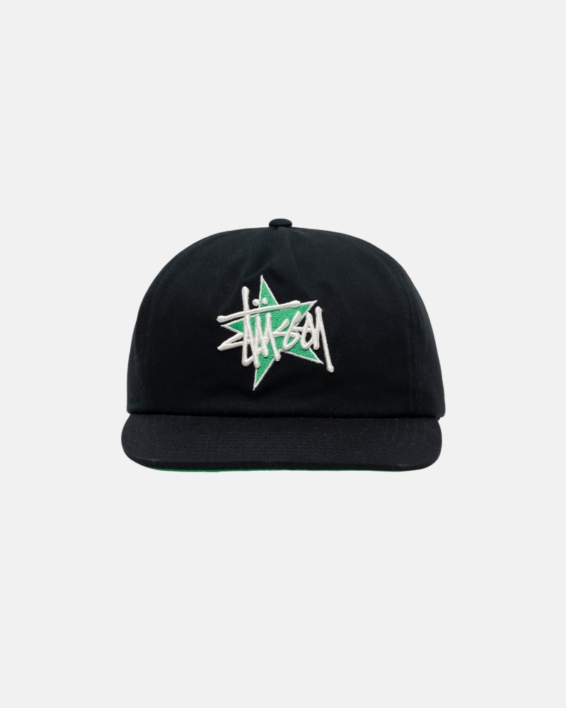 Stussy Mid-Depth Basic Star Strapback Hatut Mustat | 34879-EGHT