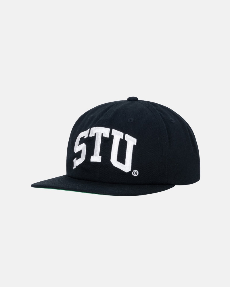 Stussy Mid-Depth Stu Arch Strapback Hatut Mustat | 21084-NREV