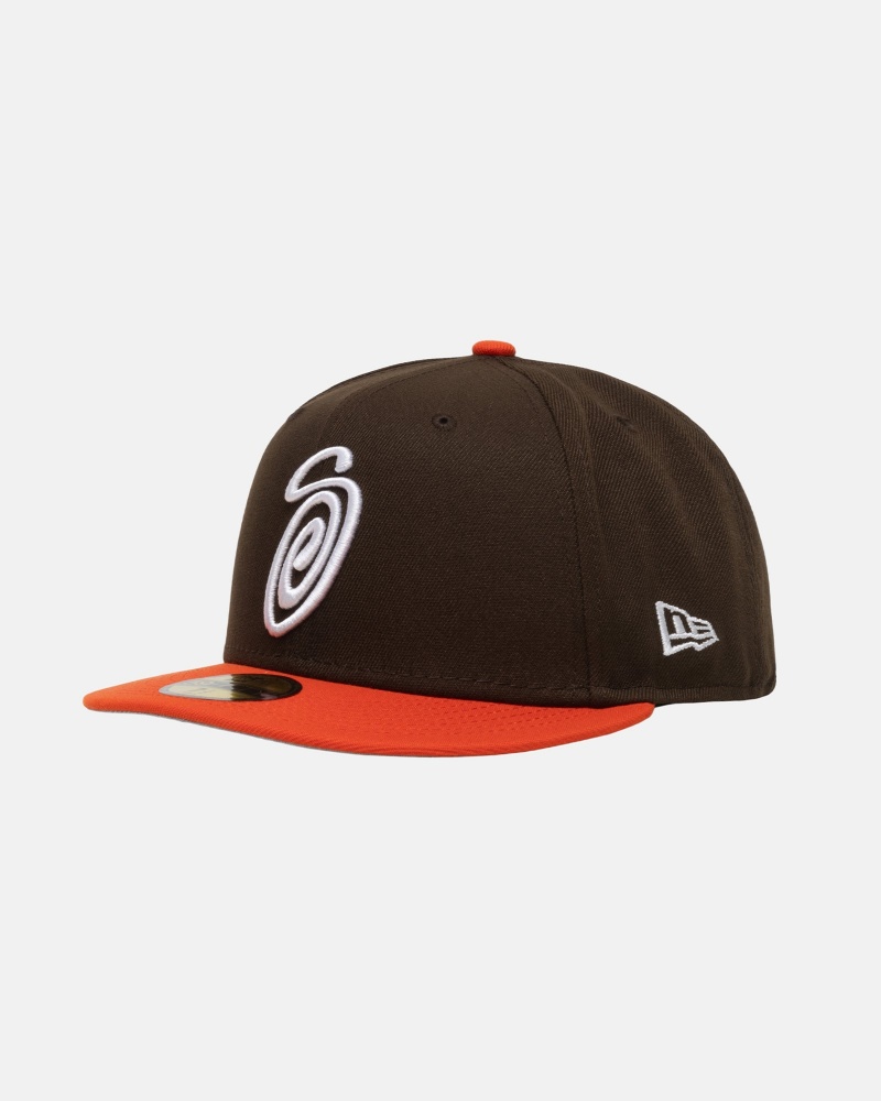 Stussy New Era 59fifty Curly S Hatut Ruskea Oranssi | 85367-SPQF