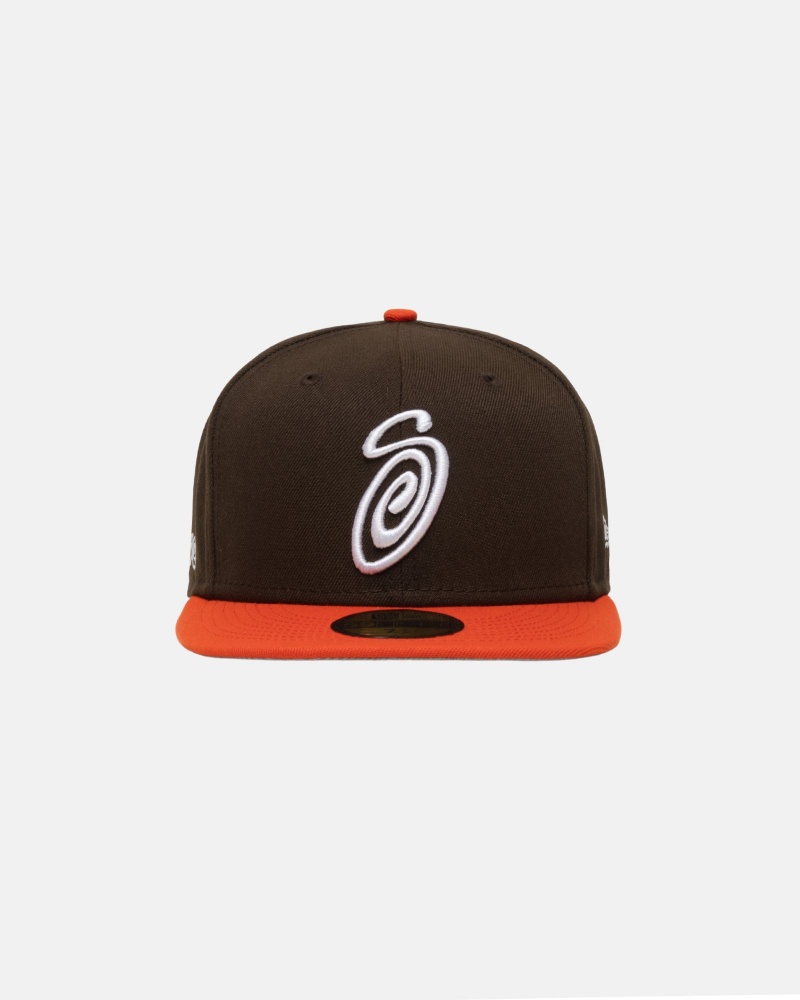 Stussy New Era 59fifty Curly S Hatut Ruskea Oranssi | 85367-SPQF