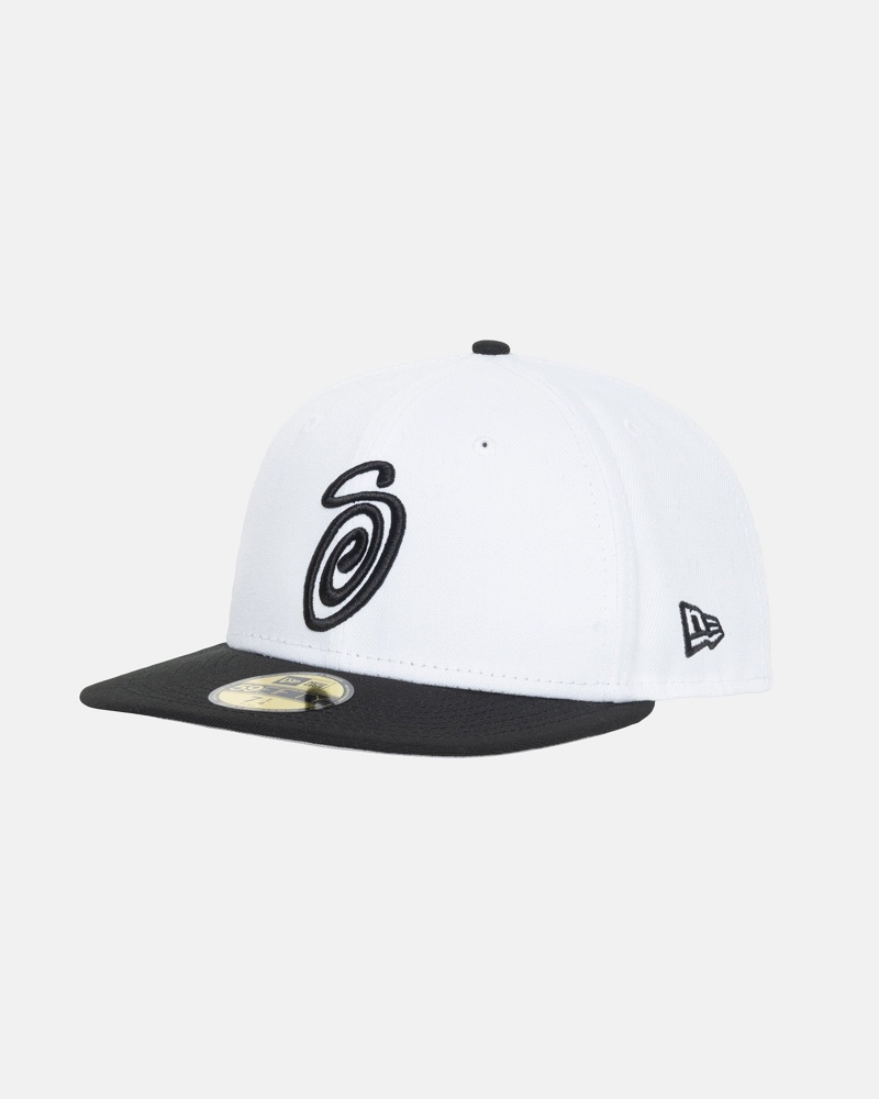 Stussy New Era 59fifty Curly S Hatut Valkoinen Mustat | 29307-NDQE