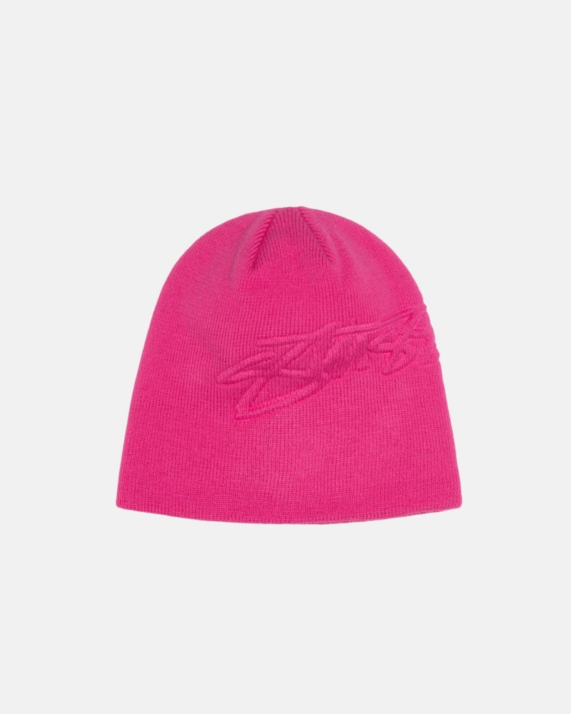 Stussy Skullcap Embossed Smooth Stock Hatut Pinkki | 86359-GEZP