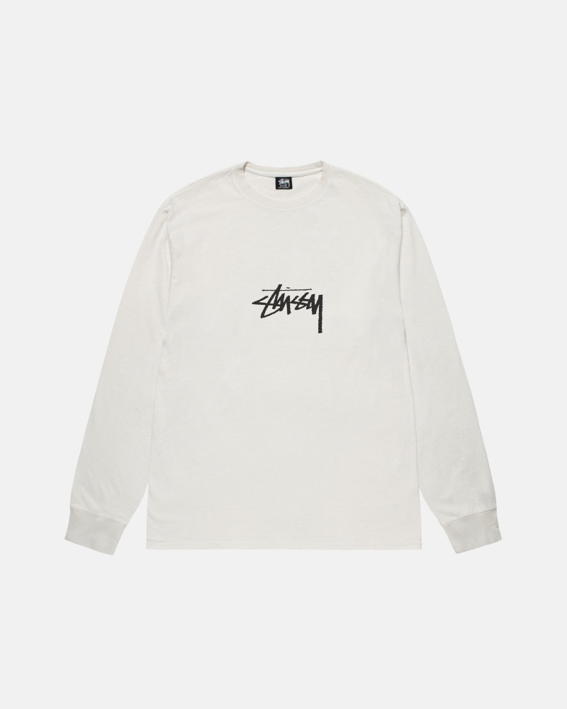 Stussy Small Stock Ls Pigment Dyed T Paidat Beige | 58196-HRDG