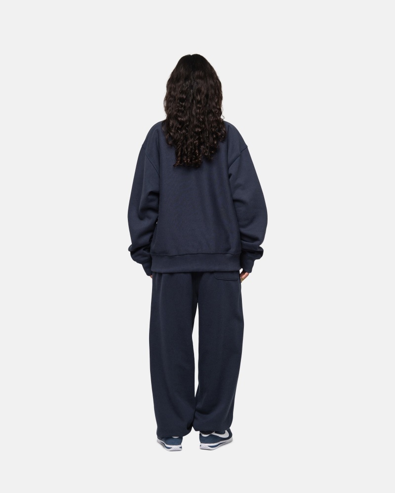 Stussy Stock Logo Crew Puserot Laivastonsininen | 06247-UNRZ