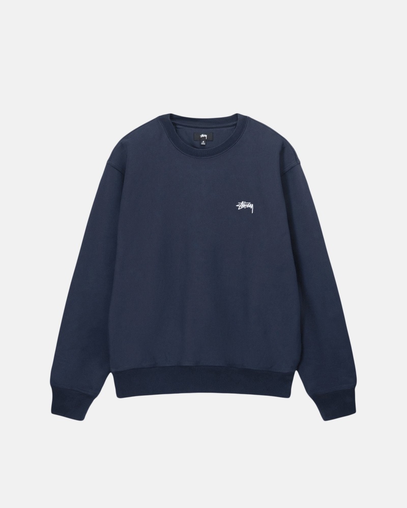 Stussy Stock Logo Crew Puserot Laivastonsininen | 06247-UNRZ