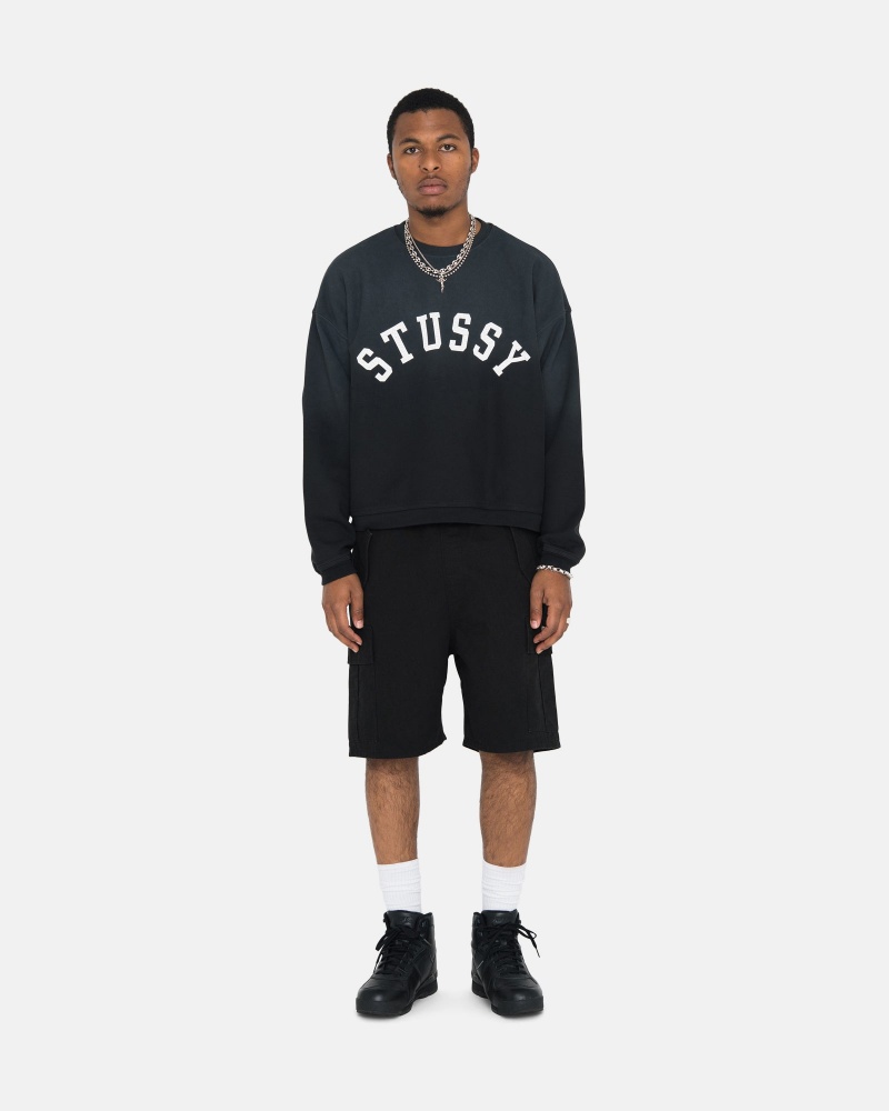 Stussy Sun Faded Oversized Crew Puserot Mustat | 49037-YCQB