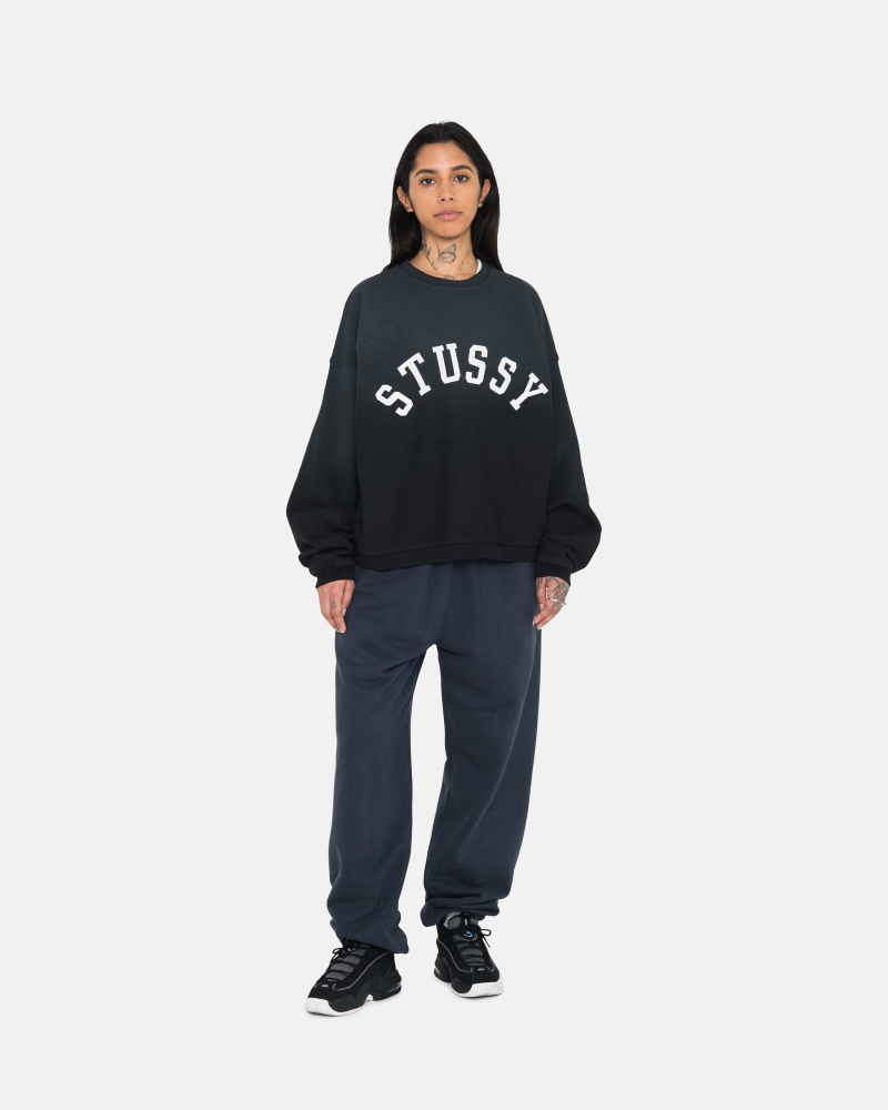 Stussy Sun Faded Oversized Crew Puserot Mustat | 49037-YCQB