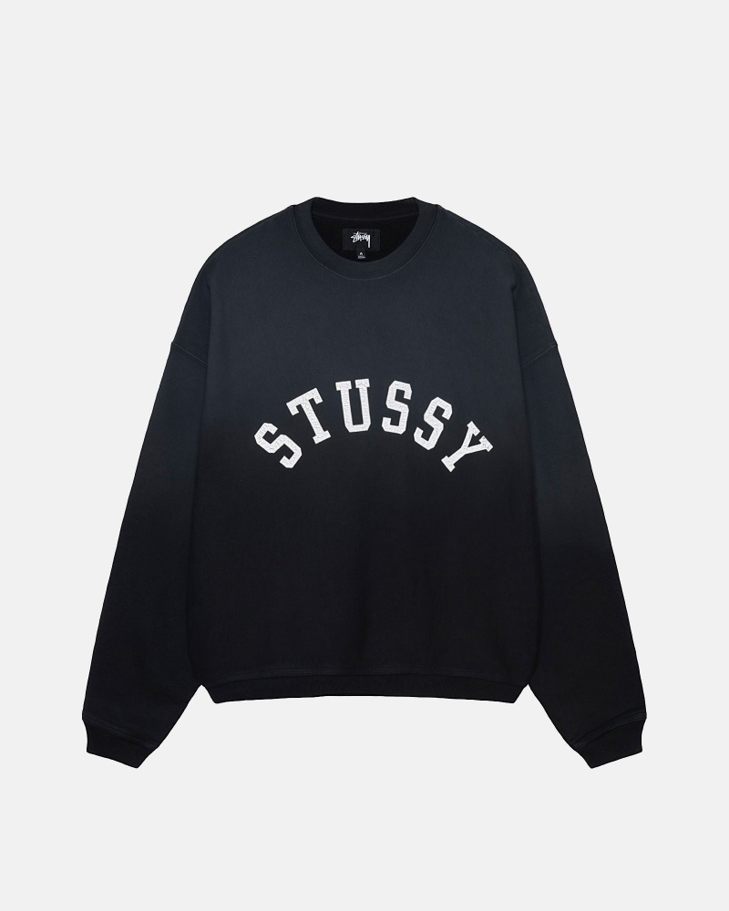 Stussy Sun Faded Oversized Crew Puserot Mustat | 49037-YCQB