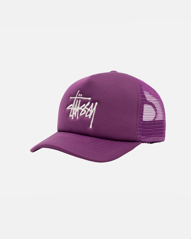 Stussy Trucker Big Basic Snapback Hatut Violetit | 47692-WZUG