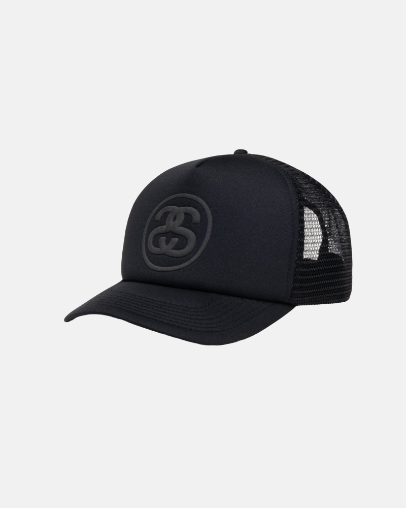 Stussy Trucker Ss-Link Snapback Hatut Mustat | 45320-VOUP