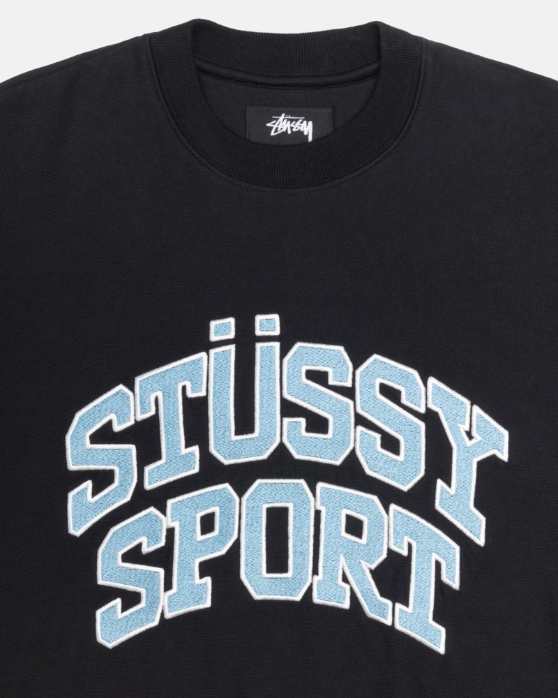 Stussy Urheilu Relaxed Oversized Crew Puserot Mustat | 68759-XWZL