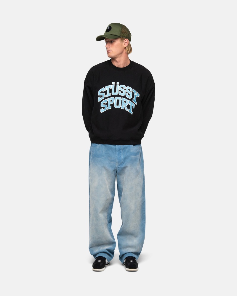 Stussy Urheilu Relaxed Oversized Crew Puserot Mustat | 68759-XWZL