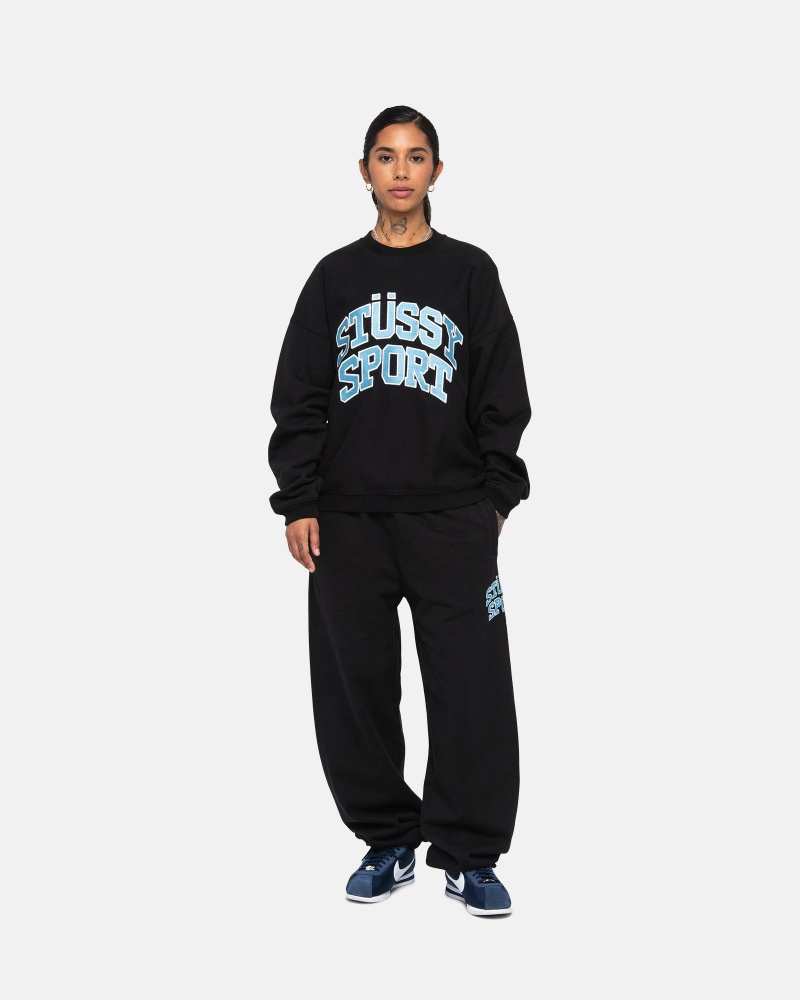 Stussy Urheilu Relaxed Oversized Crew Puserot Mustat | 68759-XWZL