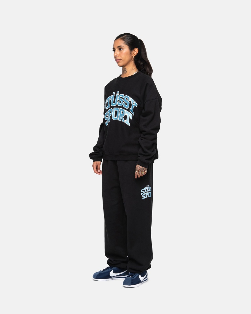 Stussy Urheilu Relaxed Oversized Crew Puserot Mustat | 68759-XWZL