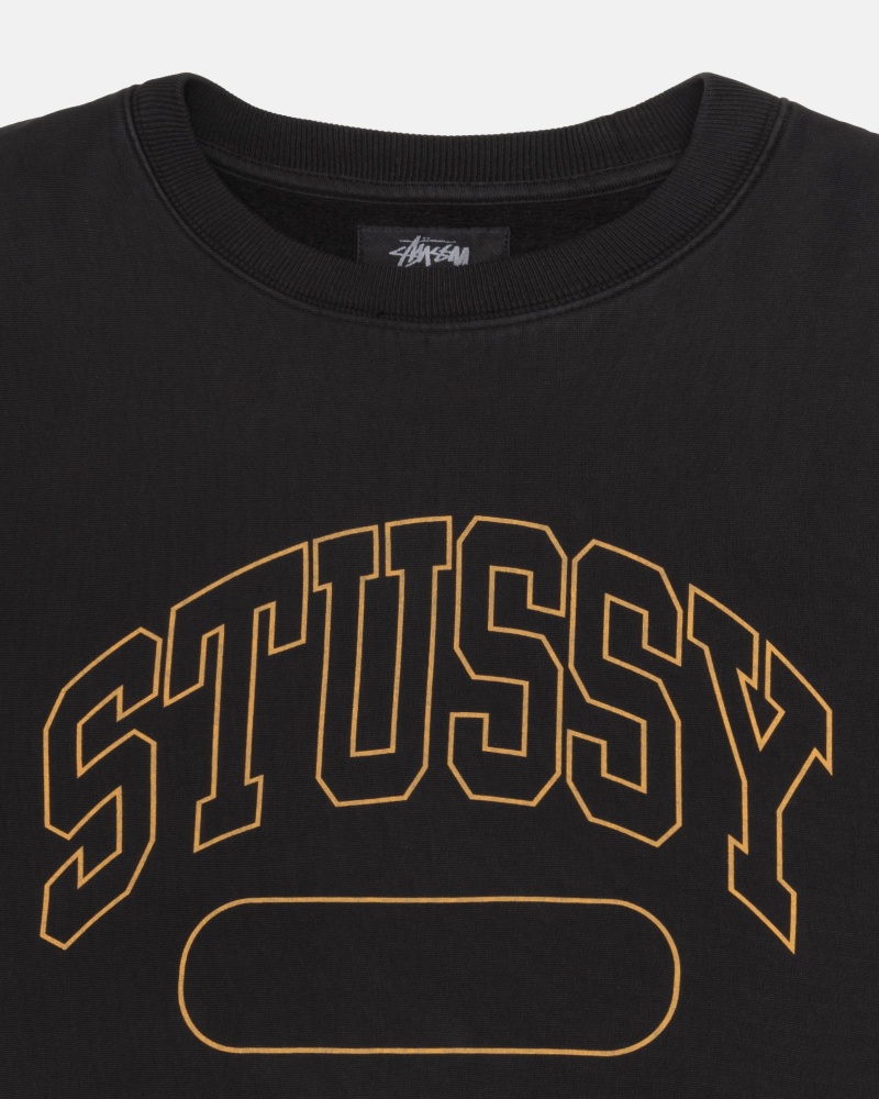 Stussy Varsity Oversized Crew Puserot Mustat | 24913-JTZI