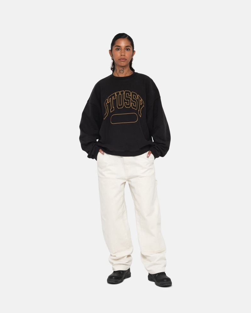 Stussy Varsity Oversized Crew Puserot Mustat | 24913-JTZI