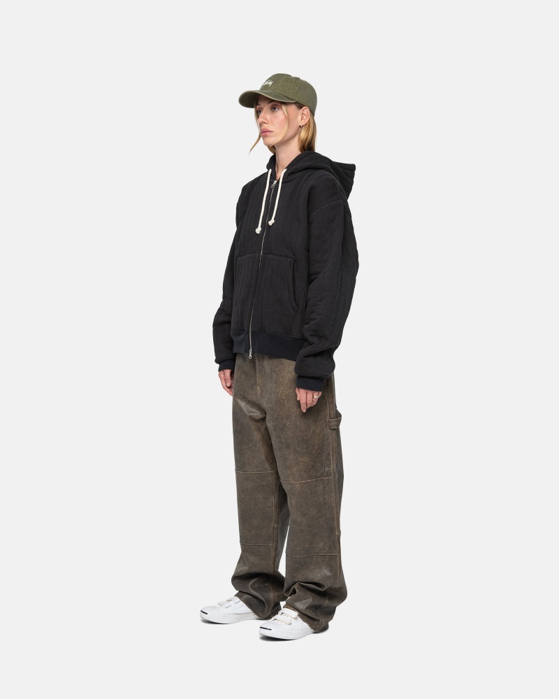 Stussy Vertical Tikattu Zip Huppari Mustat | 69150-ZPFS